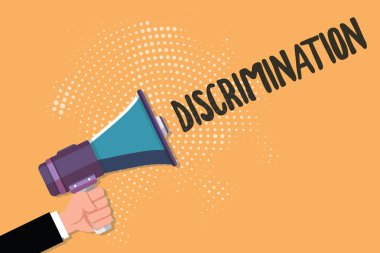 Kavramsal el ayrımcılık gösterilen yazma. İş fotoğraf metin gösteren farklı kategoriler önyargılı tedavisi