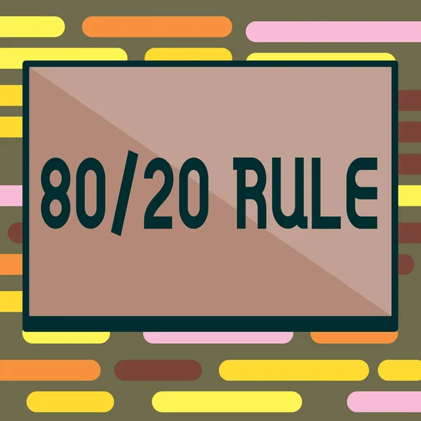 Signo de texto que muestra 80 20 Regla. Conceptual foto Pareto principio 80 por ciento de los efectos provienen de 20 causas —  Fotos de Stock