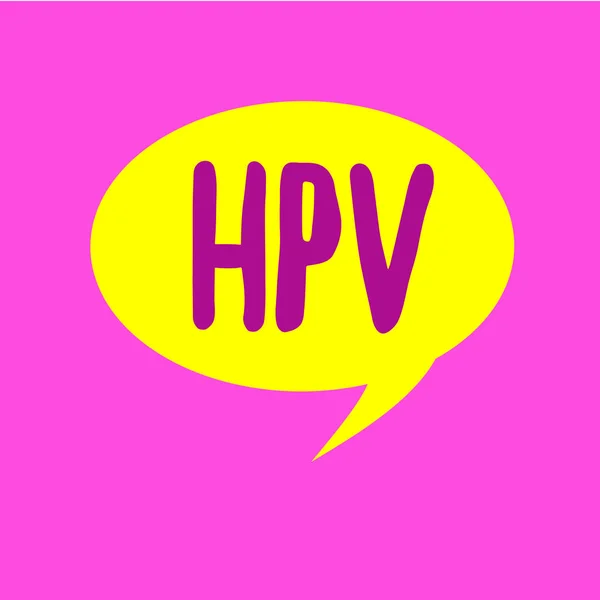 Schreibnotiz mit hpv. Business-Foto zeigt eine Gruppe von Viren, die Ihre Haut und die feuchten Membranen befallen — Stockfoto