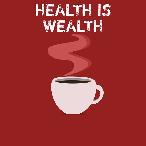 Znak tekstowy Wyświetlono zdrowie to bogactwo. Koncepcyjne zdjęcie zdrowy tryb życia jest ważniejszy niż zamożności — Zdjęcie stockowe