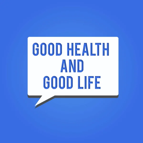 Texte écrit Bonne santé et bonne vie. Concept d'entreprise pour la santé est une ressource pour vivre une vie complète — Photo