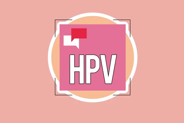 Nota di scrittura che mostra Hpv. Business photo showcase Gruppo di virus che colpiscono la pelle e le membrane umide — Foto Stock