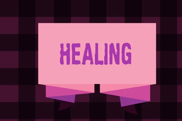 Writing Obs visar Healing. Företag foto skylta process att göra eller att bli ljud eller friska igen att hjälpa skadade — Stockfoto