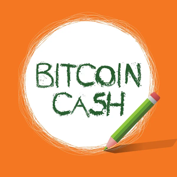 Escrita de mão conceitual mostrando Bitcoin Cash. Foto de negócios mostrando Tipo de criptomoeda Blockchain Negócio de dinheiro digital — Fotografia de Stock