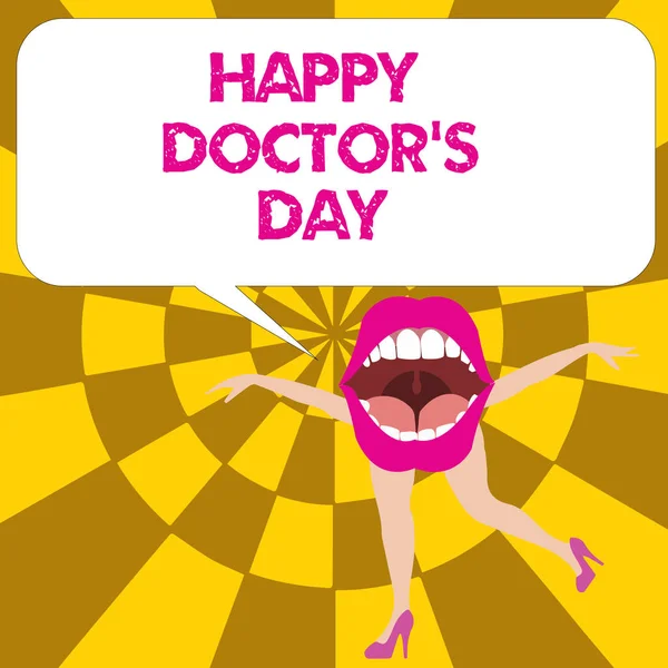 La scrittura concettuale a mano che mostra Happy Doctor s è Day. Vacanza di testo foto d'affari che onora i medici per il lavoro che fanno — Foto Stock