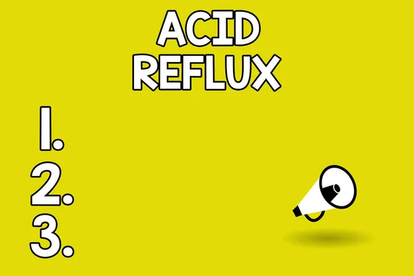 Word writing text Acid Reflux. Business concept for Condition where acid backs up from the stomach to the esophagus