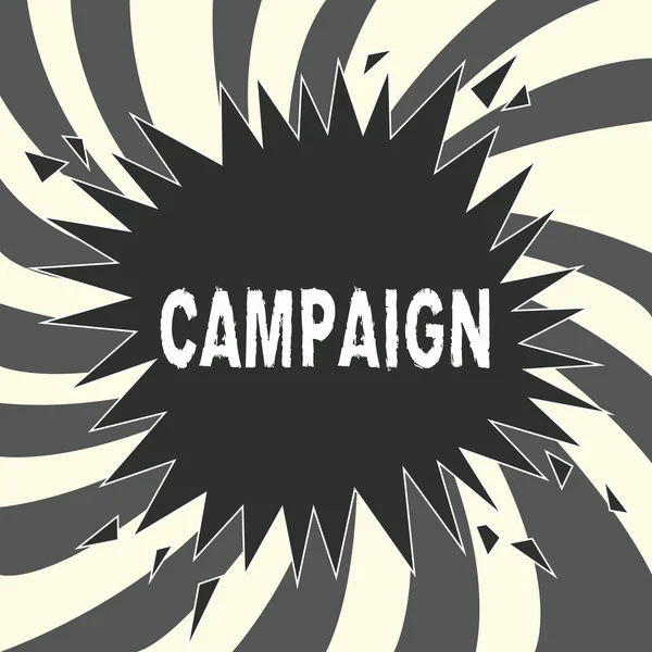 Scrittura concettuale a mano che mostra Campagna. Business photo showcase corso organizzato di azione per promuovere e vendere il servizio di prodotto — Foto Stock