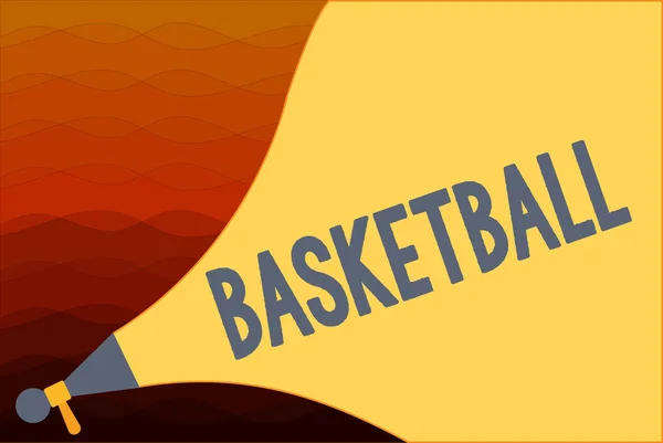 Textschild, das Basketball zeigt. konzeptionelle Foto Sport indoor Court Game Wettbewerb Ball werfen, um das Netz zu öffnen — Stockfoto