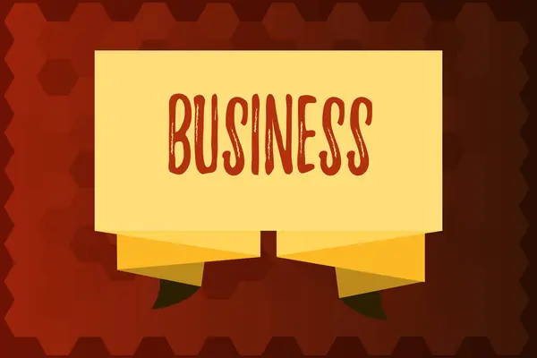 Üzleti bemutató szöveget-jele. Fogalmi foglalkozás szakma kereskedelmi tevékenység eladási áru fotószolgáltatások — Stock Fotó