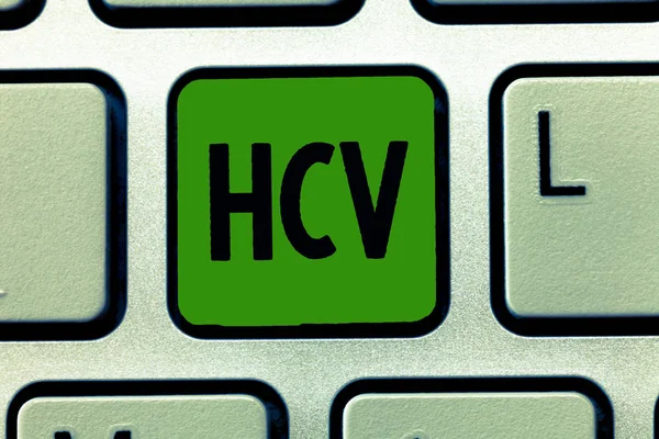 Konzeptionelle Handschrift, die HCV zeigt Business-Foto zeigt infektiöse Erreger, die die Entzündung der Leber Virusinfektion verursachen — Stockfoto