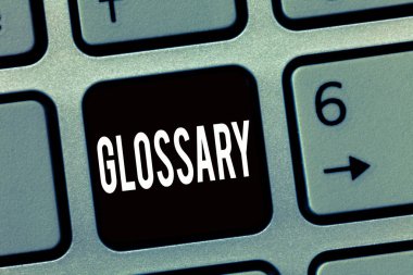 Sözlük gösterilen metin işareti. Kelime konu metnini veya lehçesi ile ilgili kavramsal fotoğraf alfabetik listesi