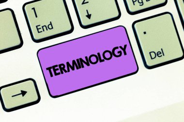 Terminoloji gösterilen metin işareti. Kavramsal fotoğraf kullanılan terimler belirli teknik uygulama çalışmaları ile