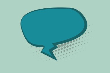 Boş dikdörtgen yarı ton konuşma balonu metin balonu Zigzag kuyruk ve gölge ile reklam için tasarım iş vektör çizim boş şablon esp izole Minimalist grafik düzeni şablonu düz