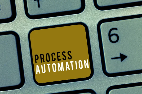 Texto para escrita de palavras Automação de processos. Conceito de negócio para transformação robótica simplificada para evitar redundância — Fotografia de Stock