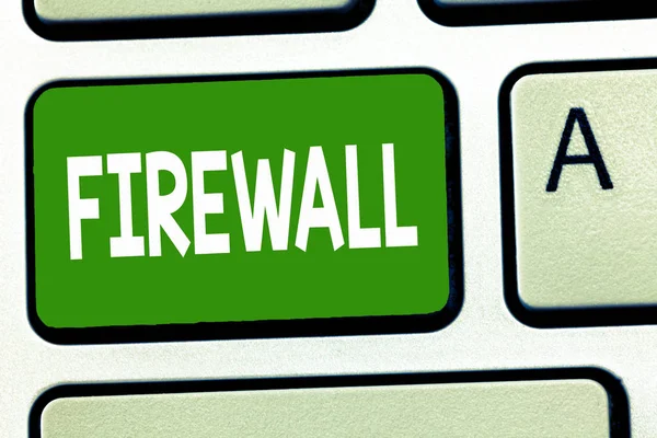 Conceptual hand writing showing Firewall. Business photo showcasing protect network or system from unauthorized access with firewall