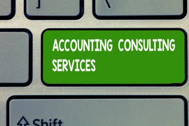 Muhasebe Danışmanlık Hizmetleri gösterilen metin işareti. Kavramsal fotoğraf hazırlık ofperiodic mali tablolar