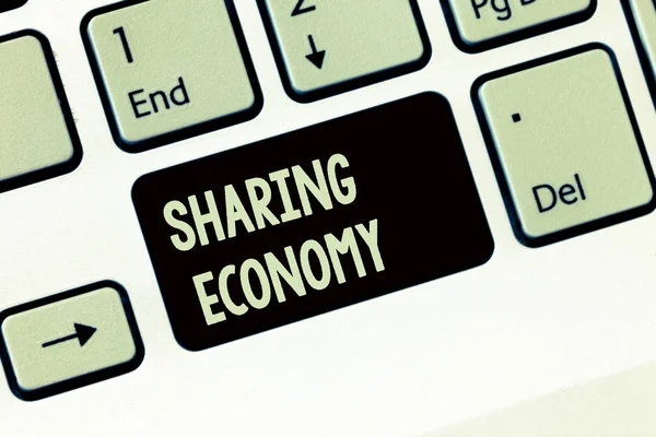 Handwriting text writing Sharing Economy. Concept meaning economic model based on providing access to goods