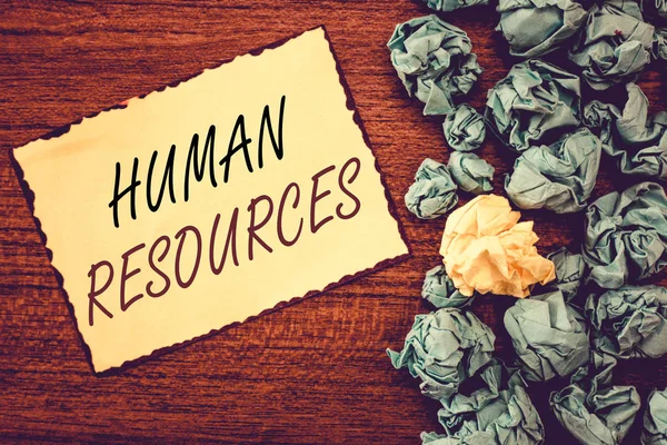 Написання тексту "Людські ресурси". Концепція бізнесу для людей які складають робочу силу організації — стокове фото