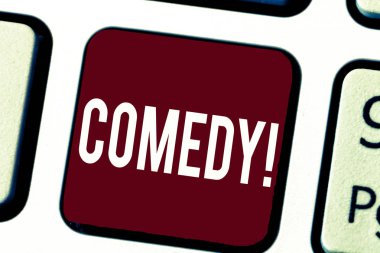 Komedi gösterilen metin işareti. Kavramsal fotoğraf profesyonel eğlence şakalar çizimler yapmak seyirci gülmek mizah