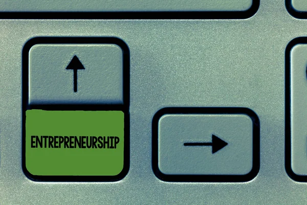 Handstil text skriva entreprenörskap. Begreppet "process för att utforma och driva ett nytt företag" — Stockfoto