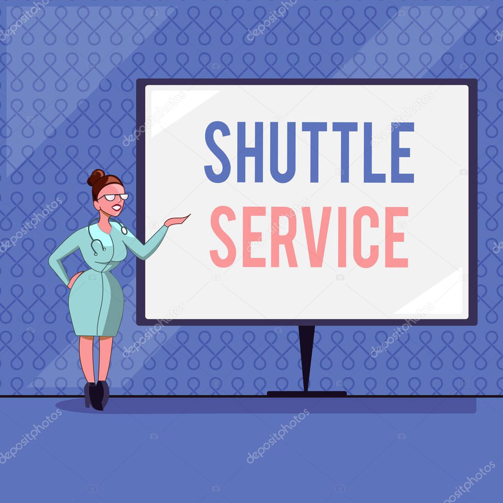 Handwriting text writing Shuttle Service. Concept meaning vehicles like buses travel frequently between two places