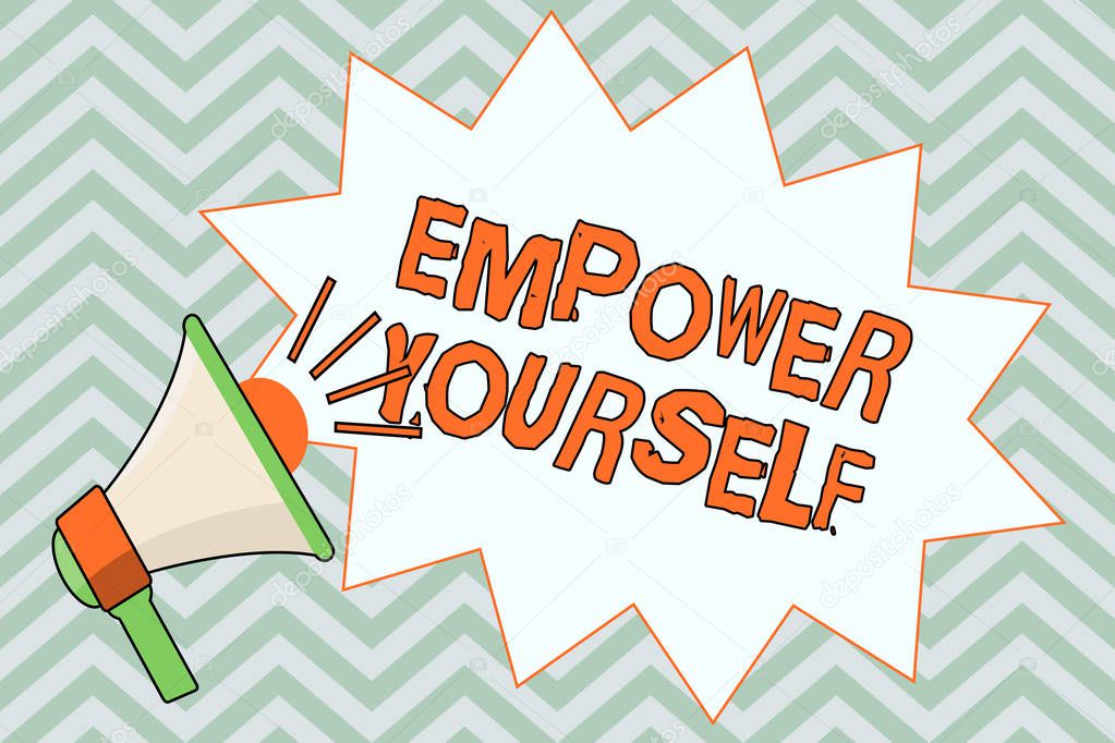 Writing note showing  Empower Yourself. Business photo showcasing taking control of life setting goals positive choices