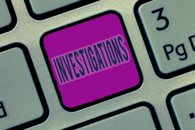 Writing note showing Investigations. Business photo showcasing The formal action or systematic examination about something clipart
