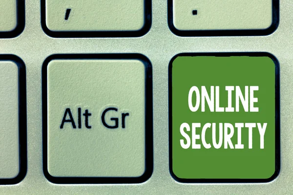 Tekst schrijven Online Security. Bedrijfsconcept voor regels ter bescherming tegen aanvallen via internet — Stockfoto