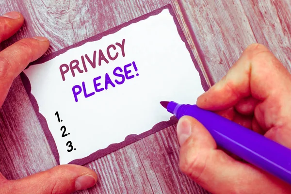 Parola di scrittura del testo Privacy Per favore. Business concept per chiedere a qualcuno di rispettare il tuo spazio personale — Foto Stock