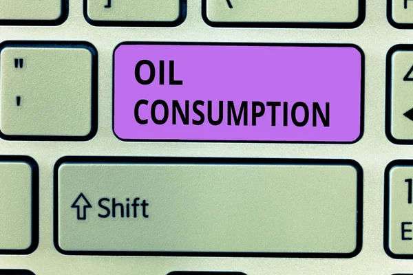 Konzeptionelle Handschrift, die den Ölverbrauch zeigt. Business-Foto, das diesen Eintrag zeigt, ist der gesamte Ölverbrauch in Barrel pro Tag — Stockfoto
