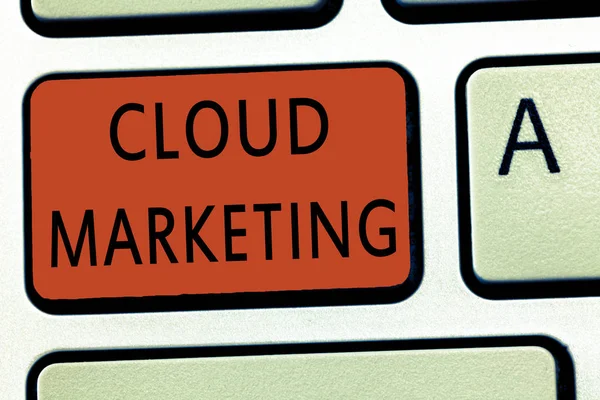 Ordskrivning text Cloud Marketing. Affärsidé för Processen för en organisation att marknadsföra sina tjänster — Stockfoto