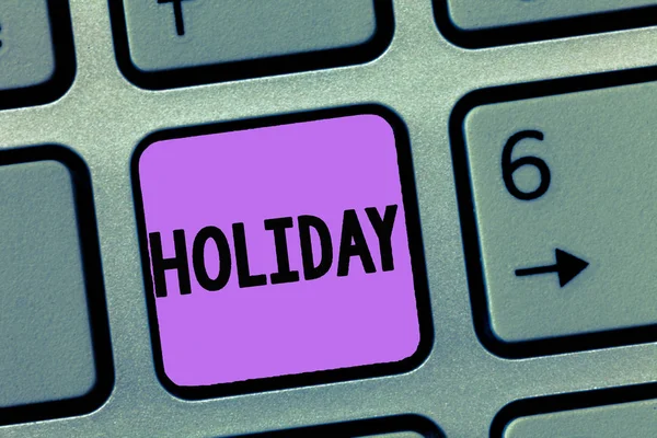 Scrittura concettuale a mano che mostra Holiday. Business photo showcase Periodo prolungato di svago Vacanze Giorni di festa — Foto Stock