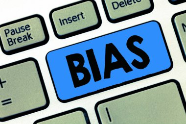 Writing note showing Bias. Business photo showcasing Prejudice in favor of and against one thing Considered to be Unfair clipart