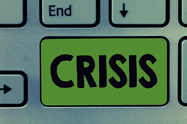 Tekst Teken Weergegeven Crisis Conceptuele Foto Tijd Wanneer Moeilijk Belangrijke — Stockfoto