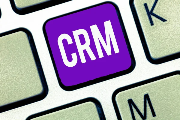 Writing note showing Crm. Business photo showcasing Strategy for managing the Affiliation Interactions of an organization — Stock Photo, Image
