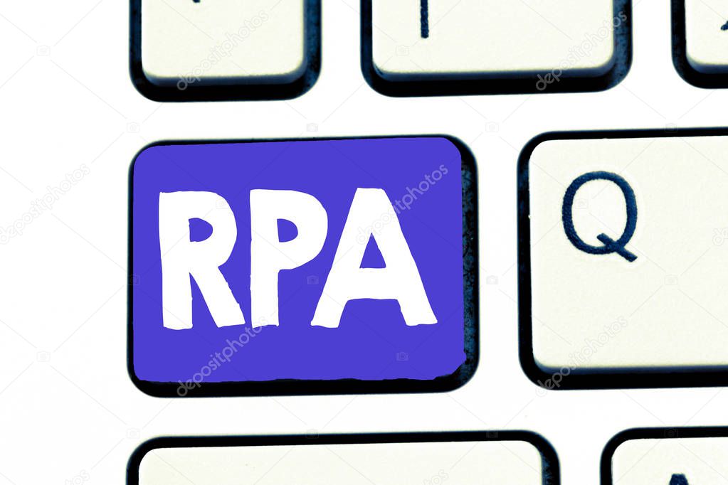Handwriting text Rpa. Concept meaning The use of software with artificial intelligence to do basic task