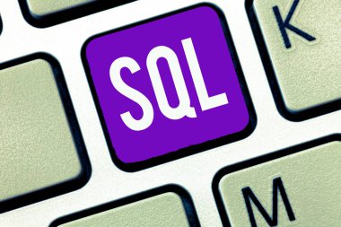 İlişkisel veritabanı yönetimi için bir standart bilgisayar dili vitrine Sql. iş fotoğraf gösterilen Not yazma