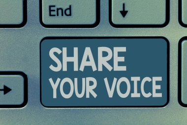 Word metin paylaşım Your Voice yazma. Çalışan veya üye onun görüş veya öneri vermek isteyen iş kavramı