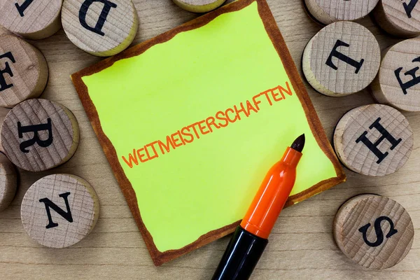Word writing text Weltmeisterschaften. Business concept for World Championships World Cup of Sporting Competitions — Stock Photo, Image