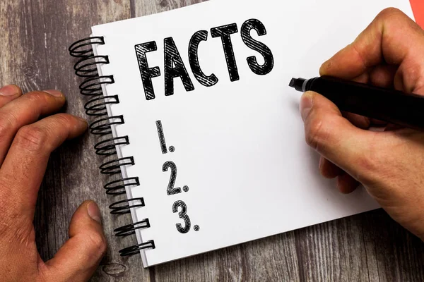 Text sign showing Facts. Conceptual photo information used as evidence or part of report news article blog — Stock Photo, Image