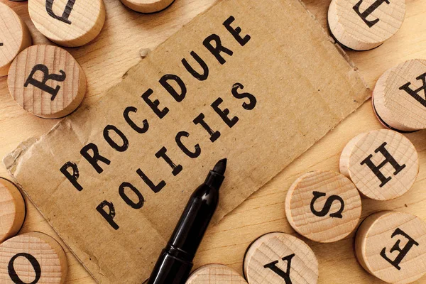 Handwriting text writing Procedure Policies. Concept meaning Steps to Guiding Principles Rules and Regulations — Stock Photo, Image