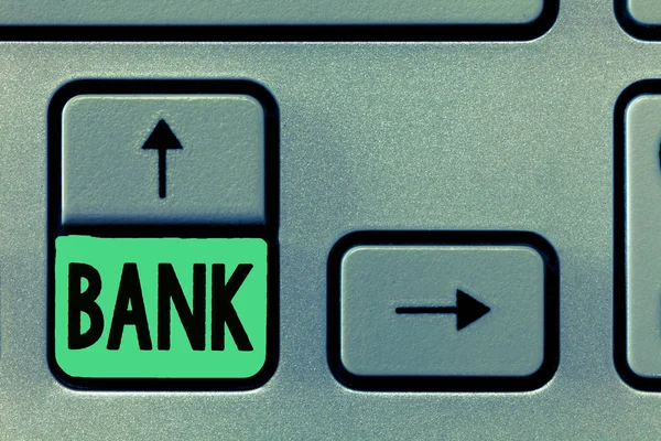 Conceptuele hand schrijven Bank tonen. Zakelijke foto tekst een organisatie waar mensen en bedrijven kunnen investeren geld lenen — Stockfoto