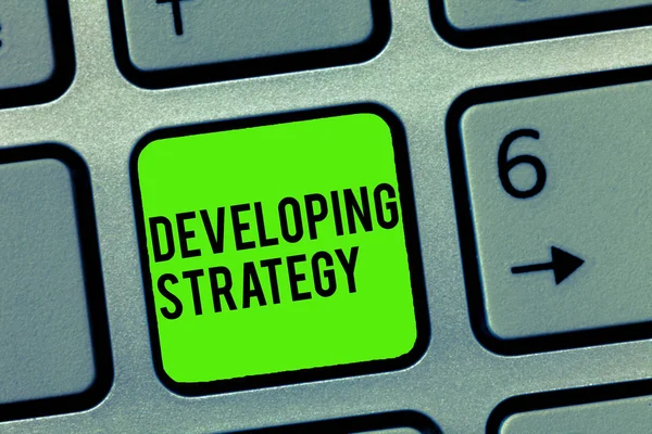 Text sign showing Developing Strategy. Conceptual photo Organizations Process Changes to reach Objectives — Stock Photo, Image