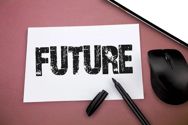 Írásbeli Megjegyzés mutatja a jövőben. Idő alatt a következő pillanatban a beszéd vagy írás másnap bemutató üzleti fotó — Stock Fotó
