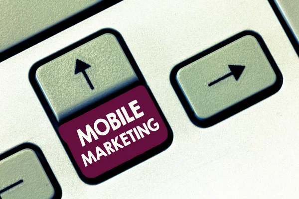 Conceptual hand writing showing Mobile Marketing. Business photo text technique focused reaching audience on their smart device — Stock Photo, Image