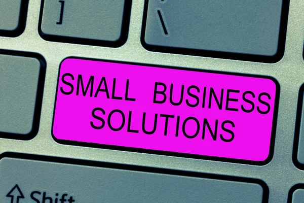 Znak tekstowy Wyświetlono Small Business Solutions. Koncepcyjne zdjęcie firmy do rozwiązywania konkretnych problemów — Zdjęcie stockowe