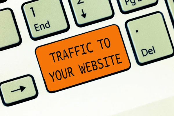 Escritura manual conceptual que muestra el tráfico a su sitio web. Texto de la foto del negocio Sangre vital de los negocios en línea más Plomo potencial — Foto de Stock