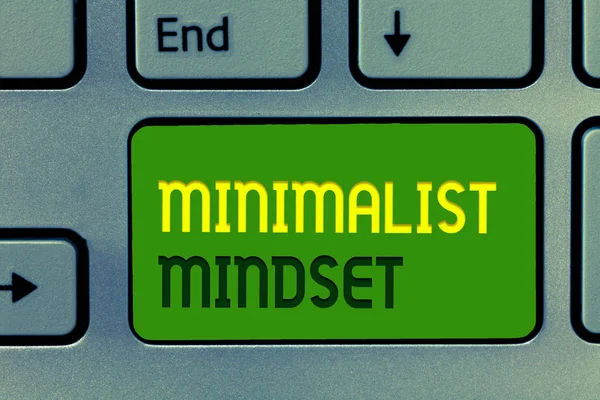 Woord schrijven tekst Minimalistische Mindset. Business concept voor Be more Bewust van wat het leven kan bieden zonder rommel — Stockfoto