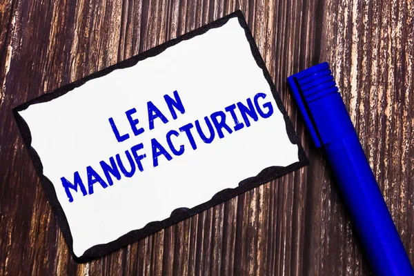 Slovo psaní textu Lean Manufacturing. Obchodní koncepce pro minimalizaci odpadu bez obětování produktivity — Stock fotografie