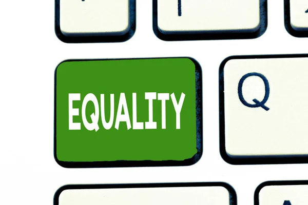 Word writing text Equality. Business concept for state of being equal especially in status rights or opportunities — Stock Photo, Image